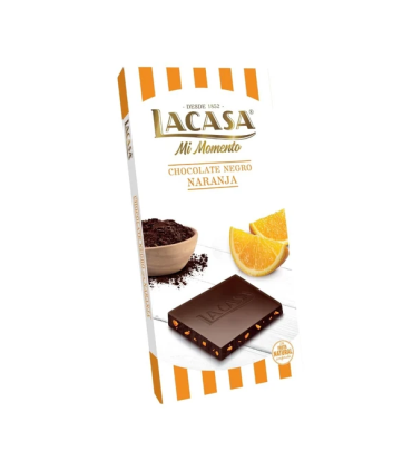 Tableta Chocolate Negro con Naranja 100 g (20 ud) Lacasa