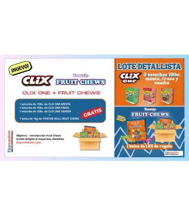 Lote Clix 3 Estuches + Fruit Chews 1 kg de Regalo